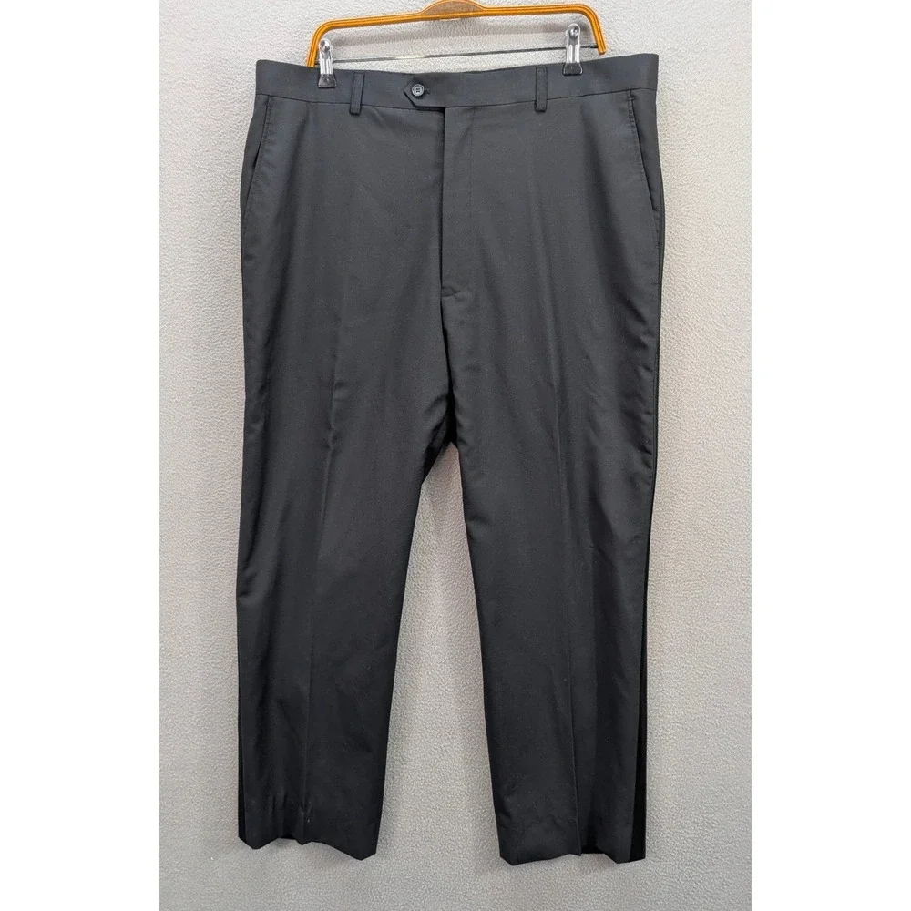 Pura Lana Italy Black 100% Wool Tuxedo Pants Mens 40L Satin Stripe TX-701 Formal